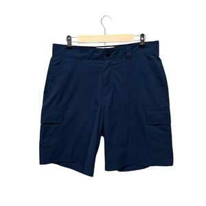 Orvis Men Belted Cargo Shorts Size 32 Blue Climbing Camp Fishing Outdoors Pocket